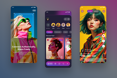 Social Media Mobile App app colorful design mobile screen modern design ondoarding social media ui ux