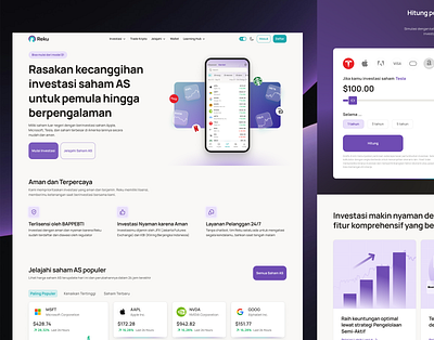 Reku - US stock landing page design b2c backswitch clean design digital product figma landing page professional design real project reku responsive trading landing page ui us stock us stock landing page us stock landing page design us stock website ux web design website