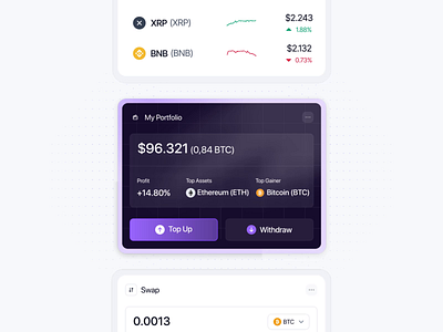 NexChange - Crypto Components animate asset b2b blockchain clean component crypto cryptocurrency d app dashboard dipa inhouse finance fintech investment modern design portfolio product design saas startup uiux