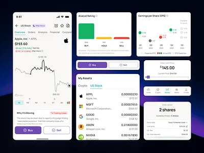 Reku - US stock component design b2c backswitch clean design digital product figma landing page professional design real project reku responsive trading landing page ui us stock us stock component us stock component design us stock website ux web design website