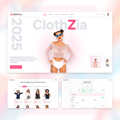 Clothzia – Fashion eCommerce Template branding clothingstore design ecommercedesign ecommercetemplate fashiondesign fashiontemplate frontenddesign onlineshop reactjs responsiveui retailui saastemplate shoppingui tailwindcss typography ui ux webdesign webdevelopment