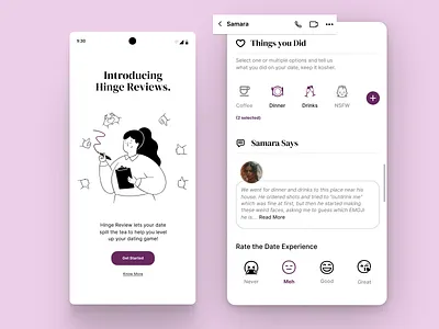 Hinge Date Review android apple dating app emoji feedback form hinge spoof ui ui ui design ux