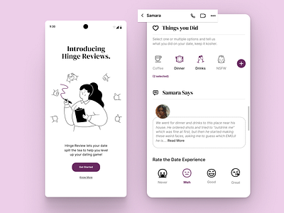 Hinge Date Review android apple dating app emoji feedback form hinge spoof ui ui ui design ux