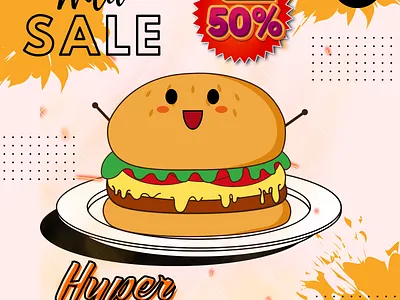 Hyper Burger Poster Design graphic design illustration posterdesign