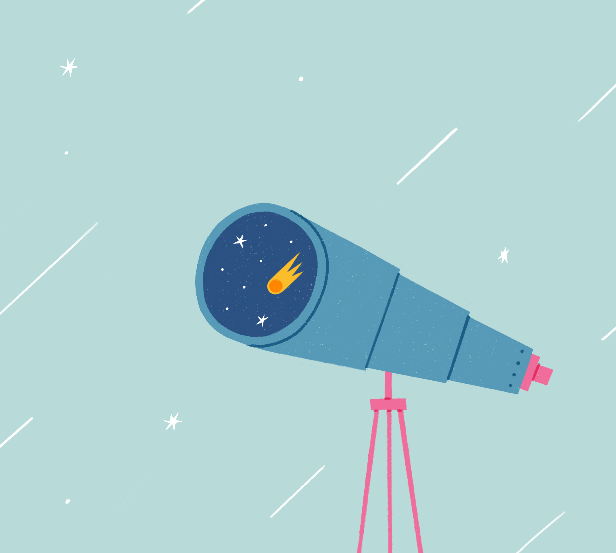 Gazing falling star illustration meteorite observation procreate sky stars telescope texture