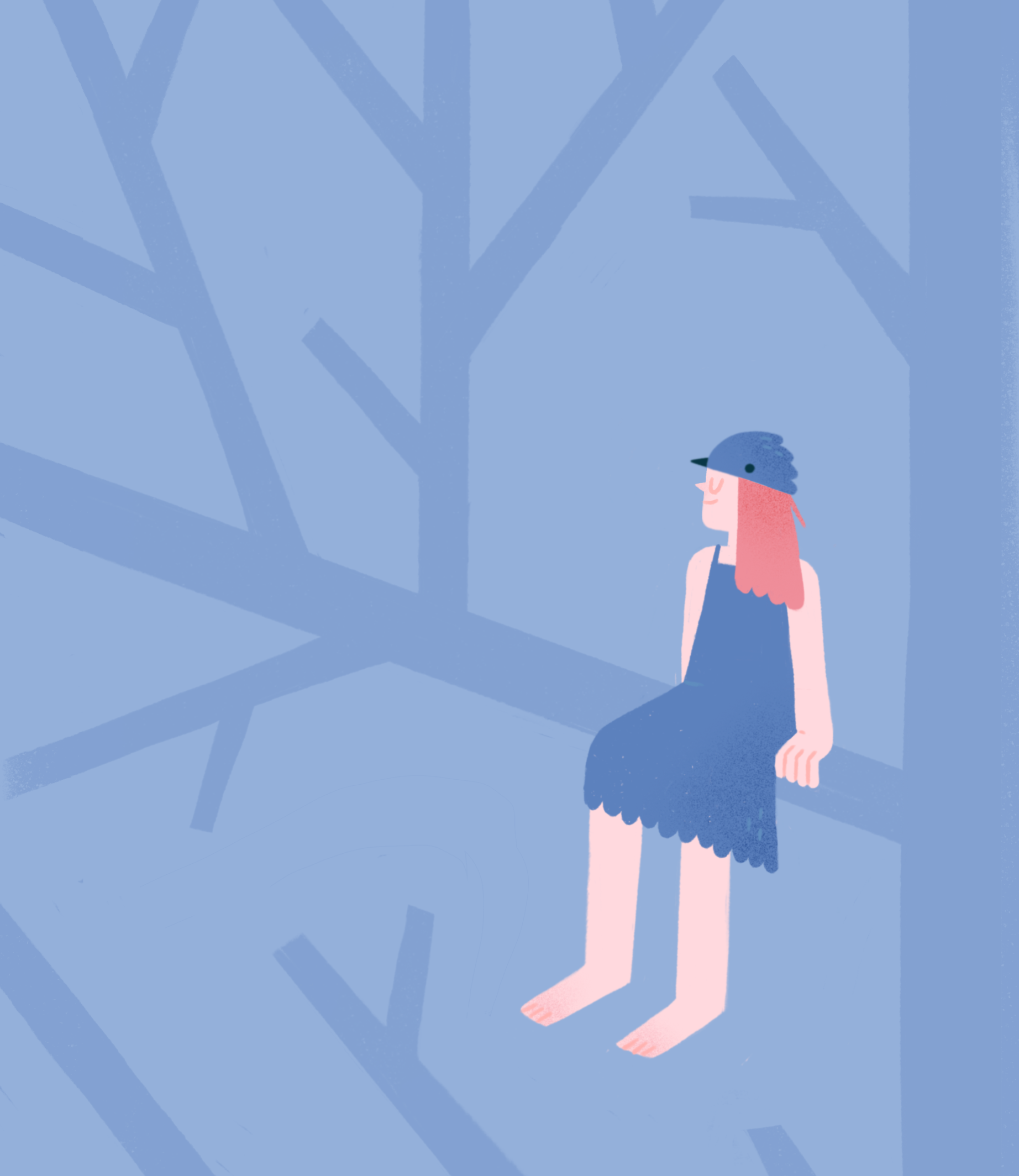 In Harmony bird character costume forest girl illustration masquerade nature procreate texture tree unity