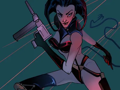Aeon flux artist cartoon style colors design charaster illustration print