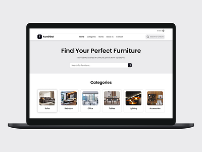 Modern Furniture Finder Website / Landing Page UI Design dashboard ui