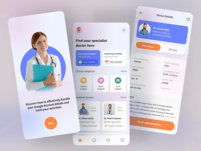 Doctor Appointment App appointment app consultation app doctor app doctor appointment doctor finder doctors app health healthcare medical app medical assistance medicare patient app schedule specialist startup treatment ui ux design