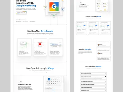 Google Growth Landing Page Design branding business design figma framer google google ads google marketing illustration landing page landing page design marketing modern page design responsive website scale ui uiux web design website design