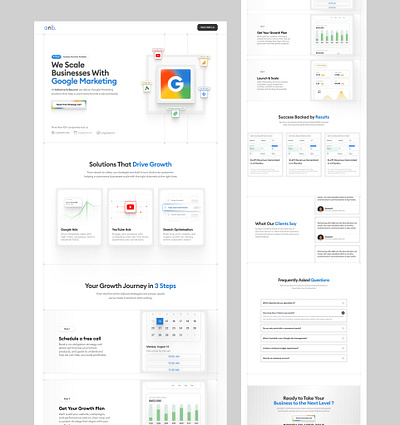 Google Growth Landing Page Design branding business design figma framer google google ads google marketing illustration landing page landing page design marketing modern page design responsive website scale ui uiux web design website design