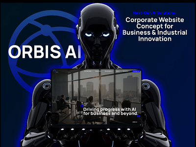 Corporate Website Concept for AI Business & Industrial Solutions aiconcept businesssolutions corporatedesign corporatewebsite heroblock industrialdesign landingpage logo uiux uxuidesign webdesign websiteconcept