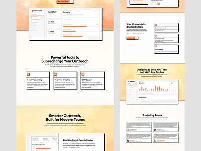 Outreach Website Design ai automation tool branding business design figma framer illustration landing page productivity scalable business ui uiux web design website design