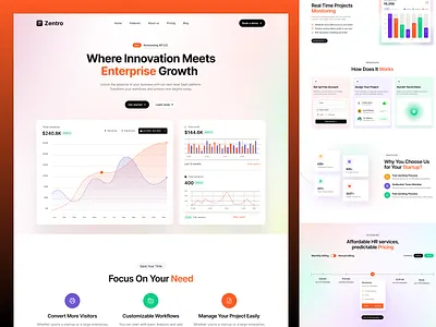 Zentro - Saas Website design landing page marketing site saas saas landing page saas ui sales sales management sales management website ui uiux ux web design website website sales