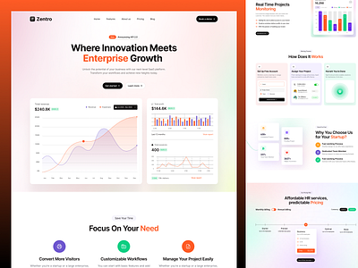 Zentro - Saas Website design landing page marketing site saas saas landing page saas ui sales sales management sales management website ui uiux ux web design website website sales