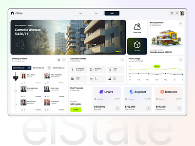 Elstate - Data Driven Property Management SaaS Dashboard clean ui dashboard design dribble best shot modern web design netro netrosystems professional website property buy sell property management property management dashboard real estate dashboard real estate platform saas platform smart ui trending design trending web uiux web ui website design