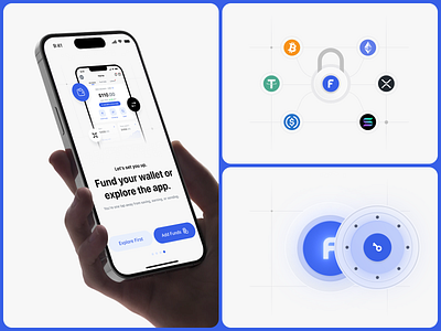 Crypto Wallet App – Onboarding & Security UI android app concept clean design crypto app crypto wallet digital wallet finance app financial app fintech ios mobile design mobile ui modern money transfer onboarding product design security ux design wallet app wallet design