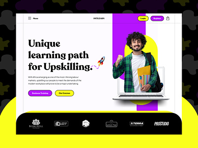 Edtech Landing Page Design bright colors e learning edtech edtech industry education platform elearning course flat design home page imtiazux learning management system learning platform lend lending page matrix mortgage neo brutalism retro ui ux website