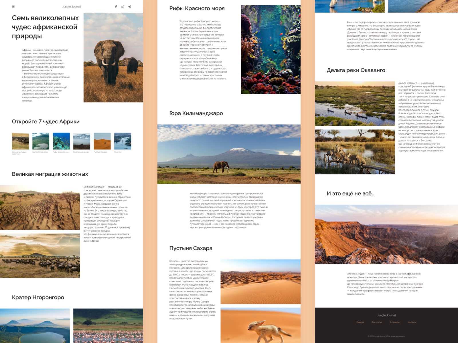 Example of JungleJournal: 7 Wonders of Africa Longread Overview