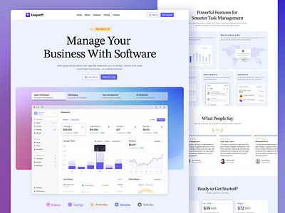 Easysoft - Landing page design design landing landing page for saas landing saas page saas tech startup website