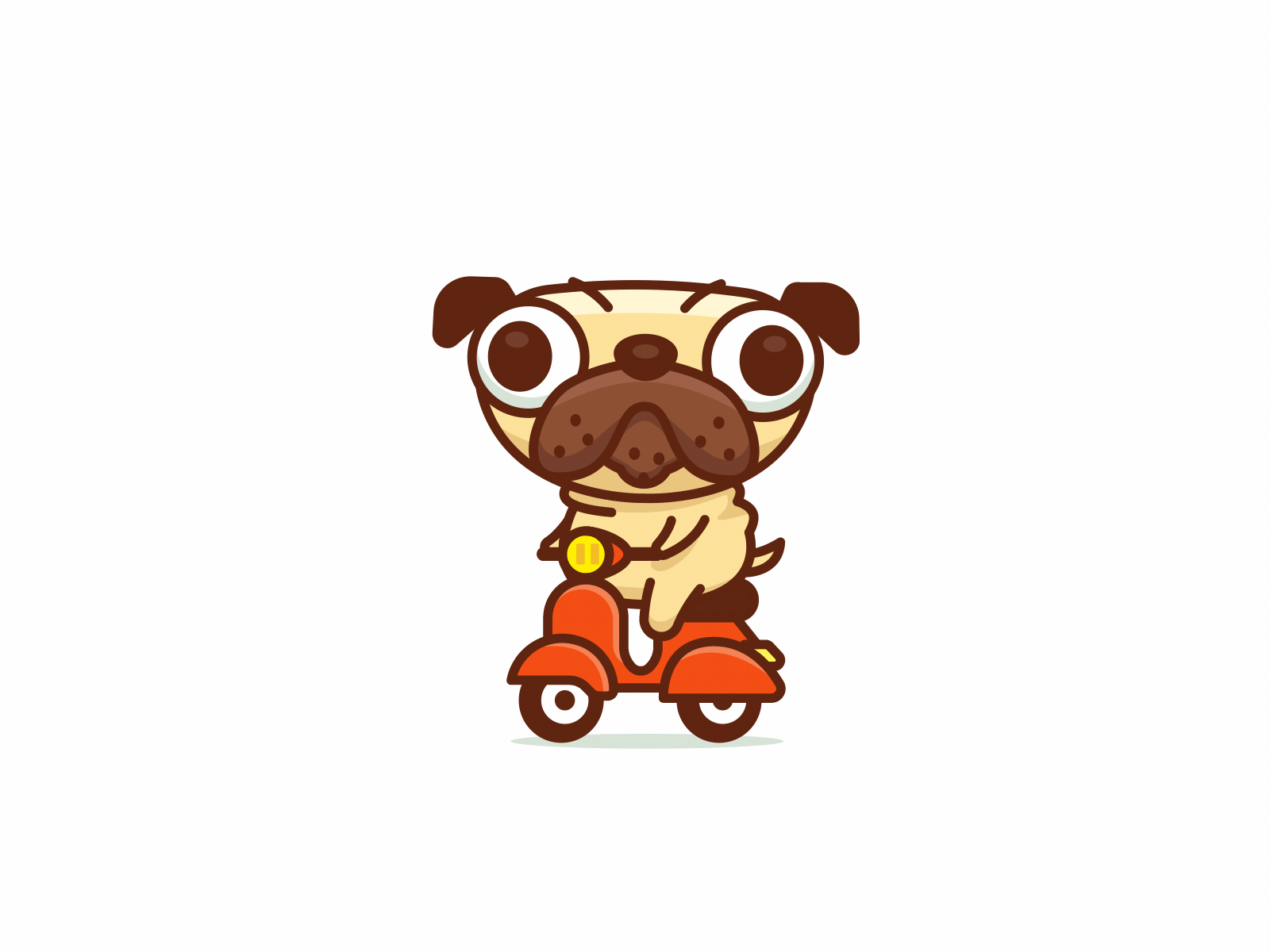 Pug is on Fire aftereffects animals animation berg character cycle design dog funny graphic mascot motion motiongraphics nice pug riding vespa