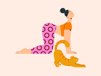 Yoga with a furry trainer advertising design flat graphic design illustration people style vector
