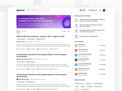 AI Summarized Financial News Portal ai finance minimal news ui web design
