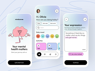 Mental Health Support App app app design design health healthcare mental health mental health app mental illness mentalhealth mobile mobile app ui ux