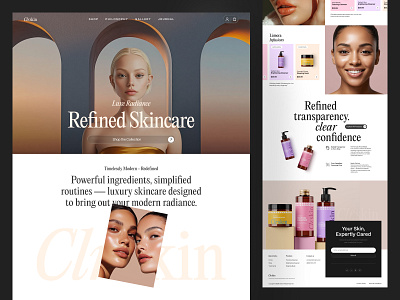 Clr.skin- Skin Care Website beauty ecommerce beauty website clean ui cosmetic website e commerce healthtech landing page lifestyle brand luxury skincare modern web design refined ui skin health skin treatment skincare skincare website smart ui smart web design ui design uiux design web design