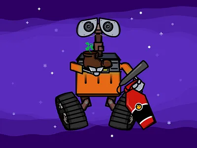 "Computer, define dancing..." cute disney illustration illustrator modern pixar space vector illustration wall e wall e illustration walle