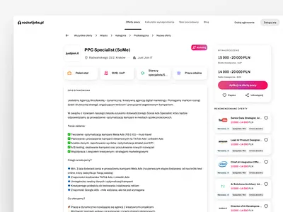 Offer view - rocketjobs.pl careerplatform cleandesign findajob homepage jobboard jobplatform jobportal modernui offerview productdesign uidesign uxdesign webdesign websitedesign workplatform