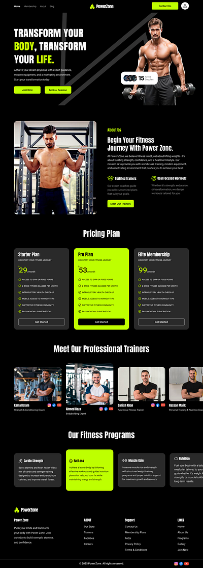 Power packed gym website design. ui