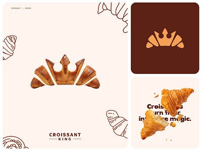 Croissant and Crown Combination Logo bakery logo croissant logo crown logo food logo logo design