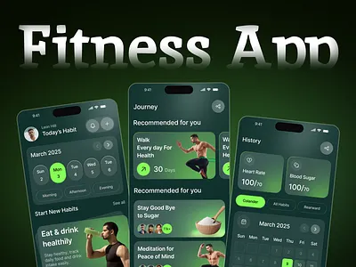 Modern Fitness & Habit Tracking App UI/UX Design" fitness app health app healthy living tracking app uiux design