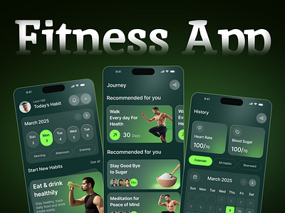 Modern Fitness & Habit Tracking App UI/UX Design" fitness app health app healthy living tracking app uiux design