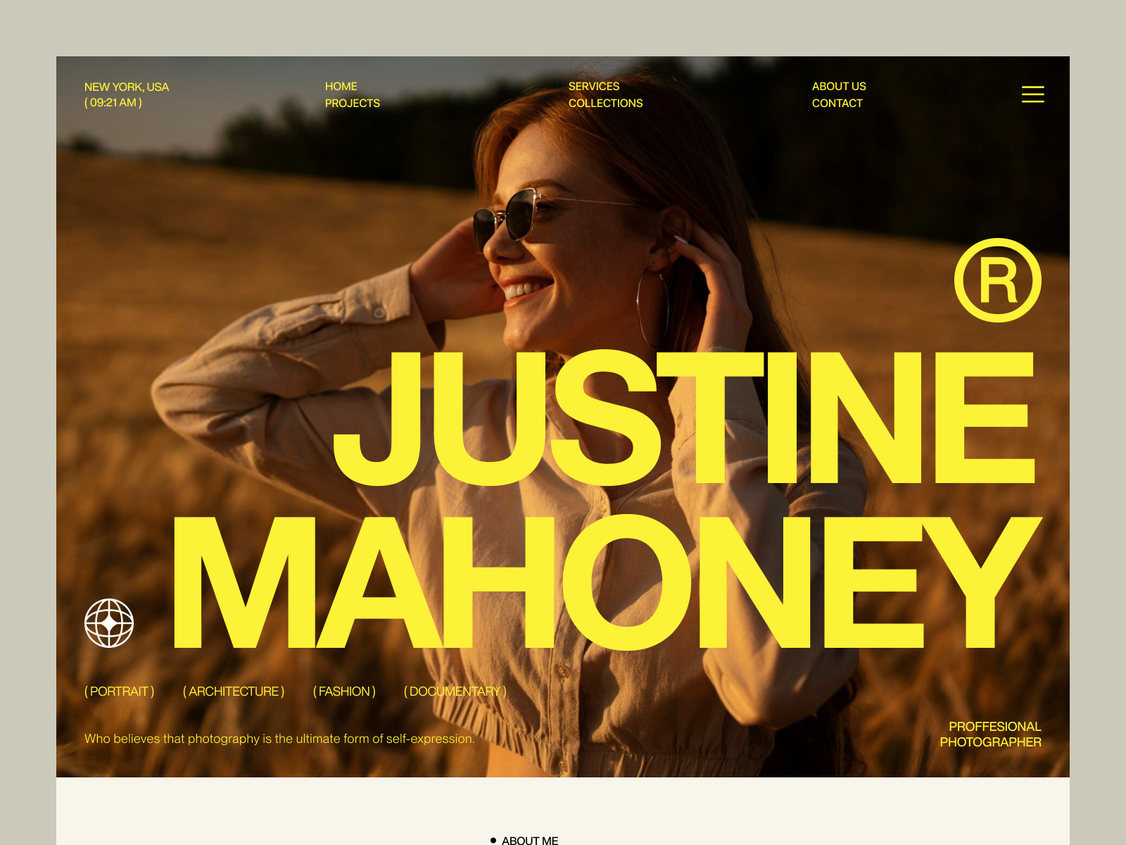 Example of Justine Mahoney - Photography Website Template