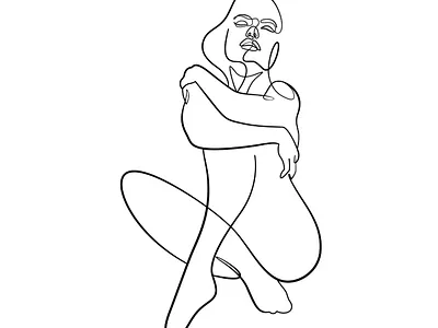 Sexy girl line art drawing illustration illustration art line art one line art