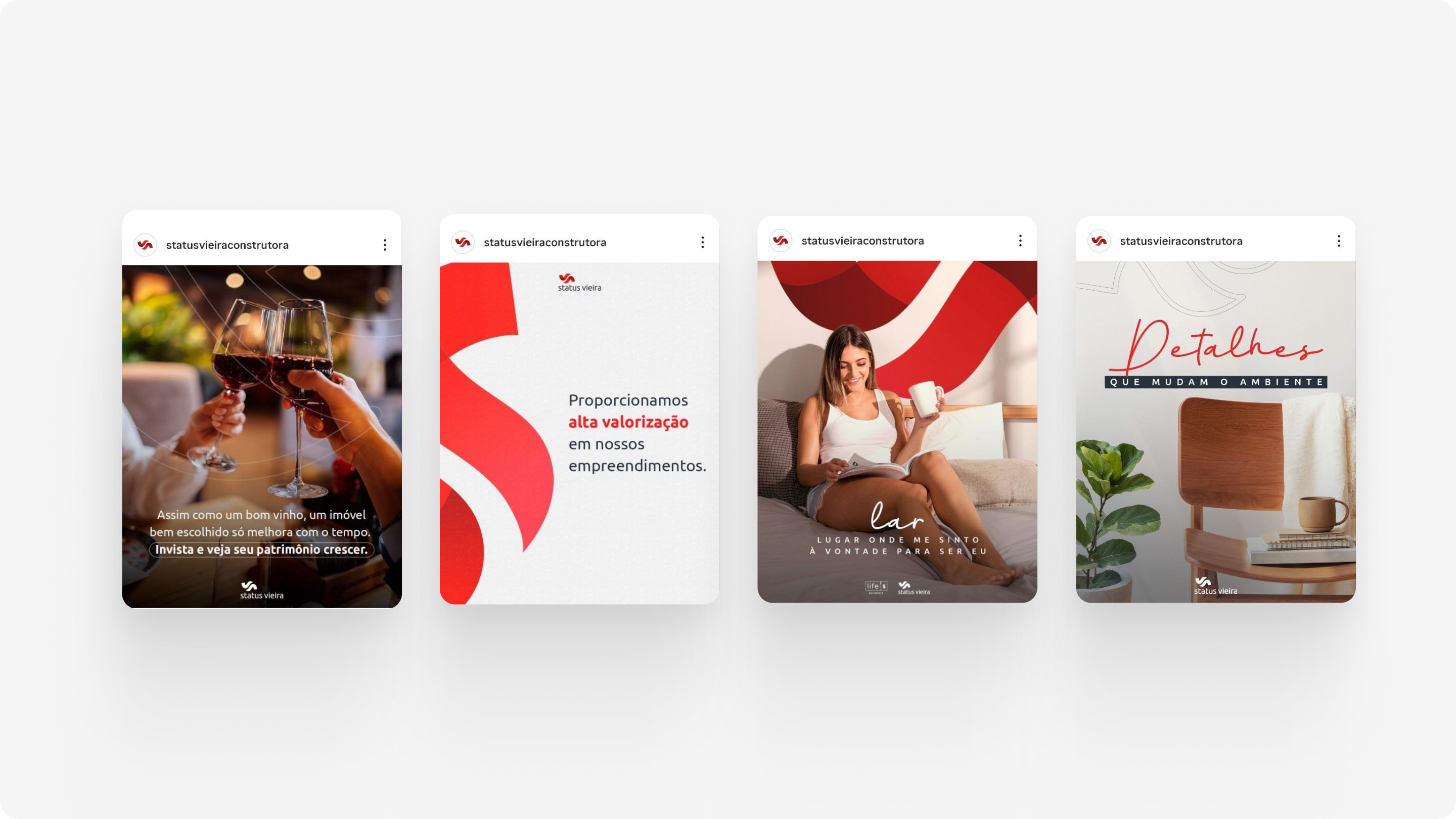 Status Vieira Rebranding and Social Media art direction blue branding construction fluid graphic design logo modern real estate rebrand red social media strong