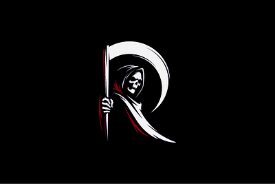 Grim Reaper branding death design graphic design grim reaper halloween horror illustration logo r letter typography vector