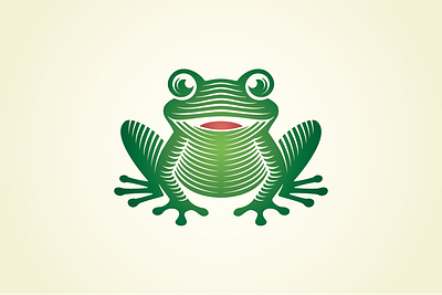 Happy Frog animal branding design frog graphic design green happy happy frog illustration lines logo vector woodcut