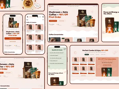 Shopify Ecommerce Mushroom Coffee Store Mobile Responsive UI conversion focused ux cro landing page dtc ecommerce food and beverage ecommerce high converting ui ideatedlab mobile first design mobile responsive ui mushroom coffee persuasive ui responsive ui shopify ecommerce shopify ecommerce website shopify homepage design shopify landing page shopify store design shopify theme design shopify ui shopify ux shopify website design