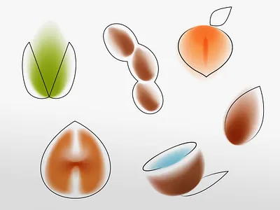 Nuts art blur food gradient icon illustration line nature nut vector