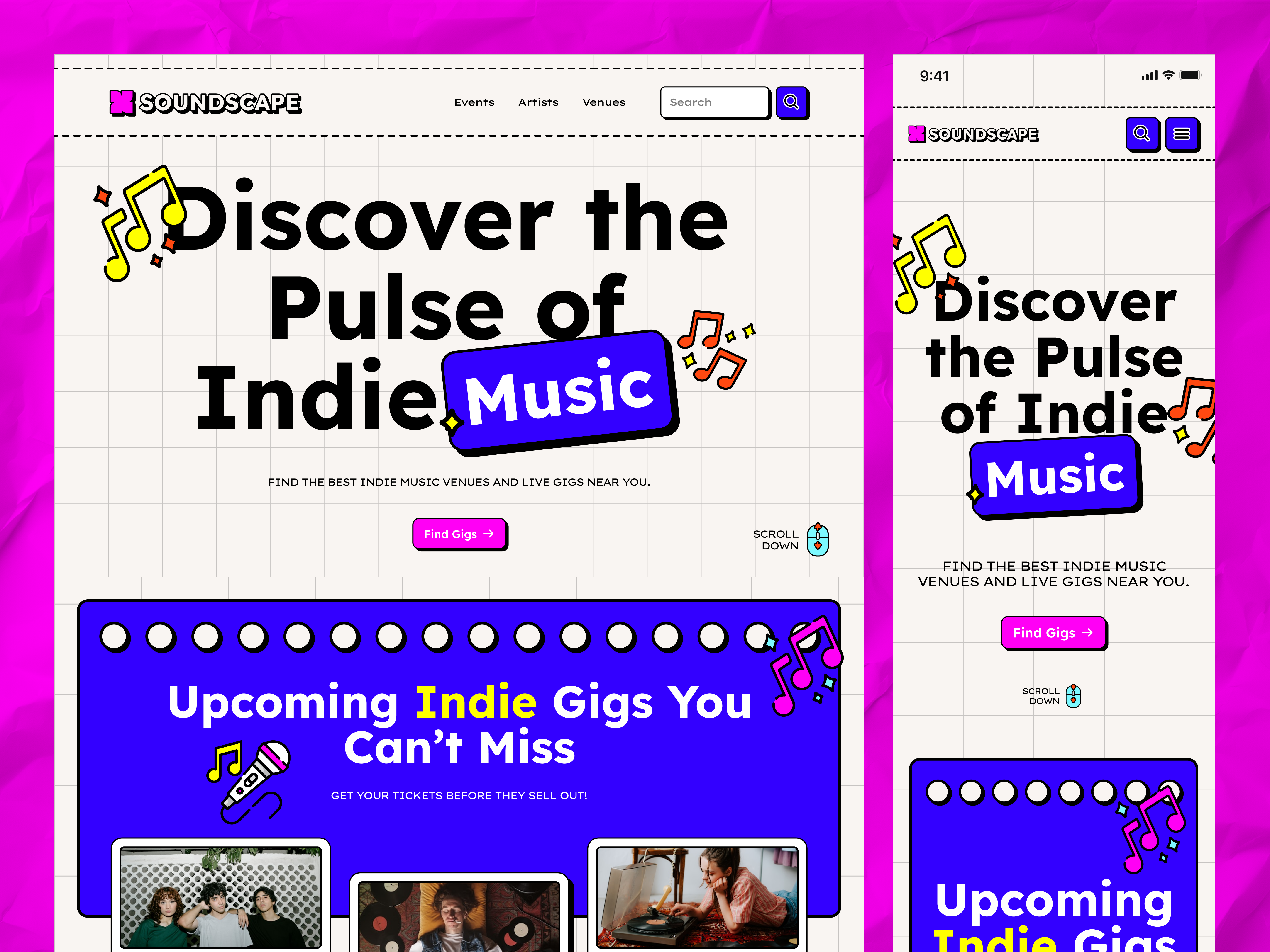SoundScape: Indie venues and live events clear navigation bar