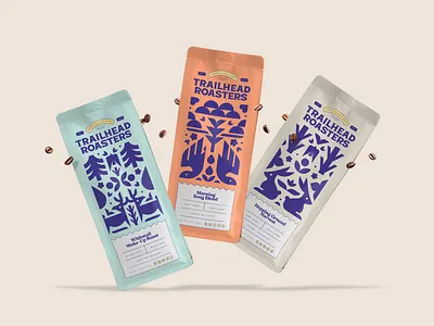 Trailhead Roasters Brand Identity & Package Design brand designer brand identity branding coffee coffee brand coffee packaging forest graphic design illustration logo logo designer logo pack logo system package package design package designer packaging rustic rustic brand rustic packaging