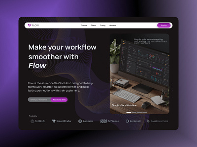 Here’s Flow’s SaaS Website hero section concept! animation figma prototyping saas website ui web design