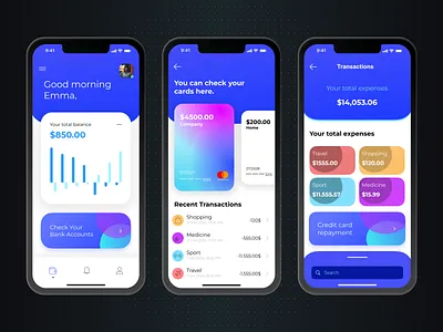 Mobile APP of Online Bank clean ui.