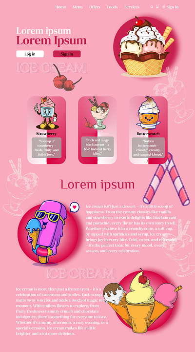 website for ice cream branding design dribbble figma icecreamwebsite illustration logo ui uiux user experience userinterface website websiteui websiteuidesign
