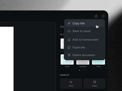 Dropdown — Docscan clean dark design document dropdown editor inspiration minimal options platform startup ui ux website