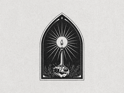 Prairie Gothic black and white branding candle contrast flame folk gothic illustration macabre prairie sigil skull stain glass texture vector vignette window woodcut