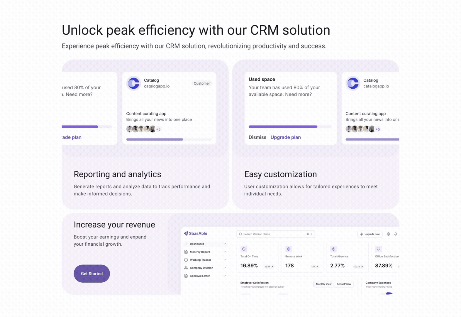 SaasAble - CRM Feature Section ai crm crypto features figma landing saas ui ux